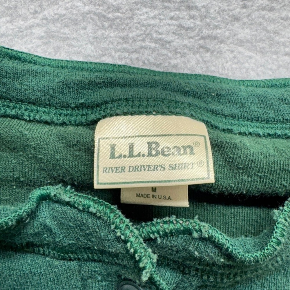 Vintage LL Bean River Drivers Shirt Womens Medium Green Wool Blend Henley - Picture 4 of 8